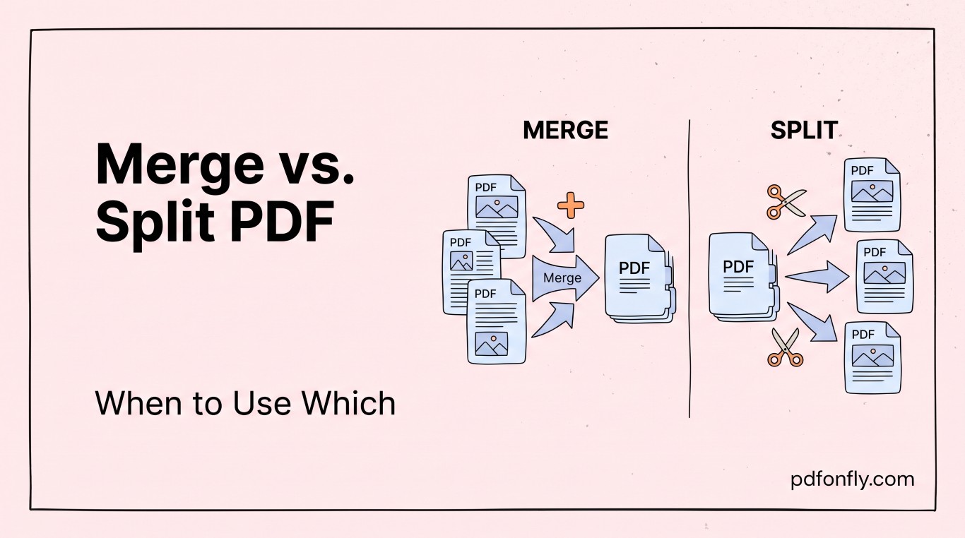 Merge versus split PDF comparison