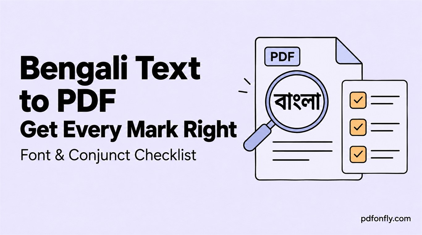 Bengali text to PDF font and conjunct checklist